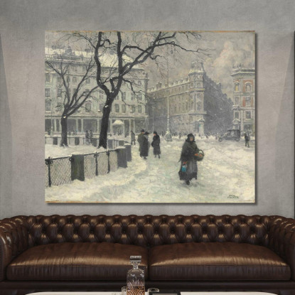 Kongens Nytorv Copenaghen In Inverno Paul Fischer pfs13 quadro stampato su tela