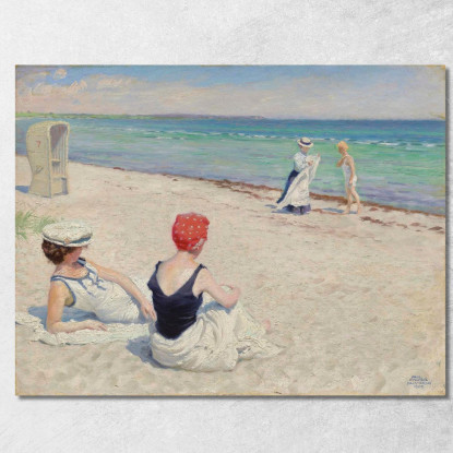 Sulla Spiaggia Falsterbro Paul Fischer pfs18 quadro stampato su tela