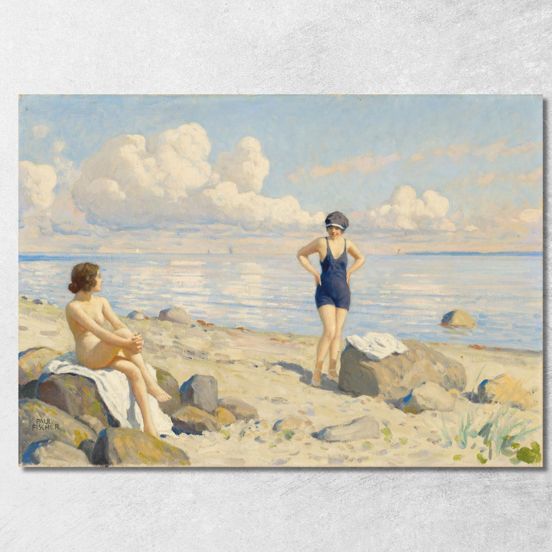 Sulla Spiaggia Paul Fischer pfs19 quadro stampato su tela