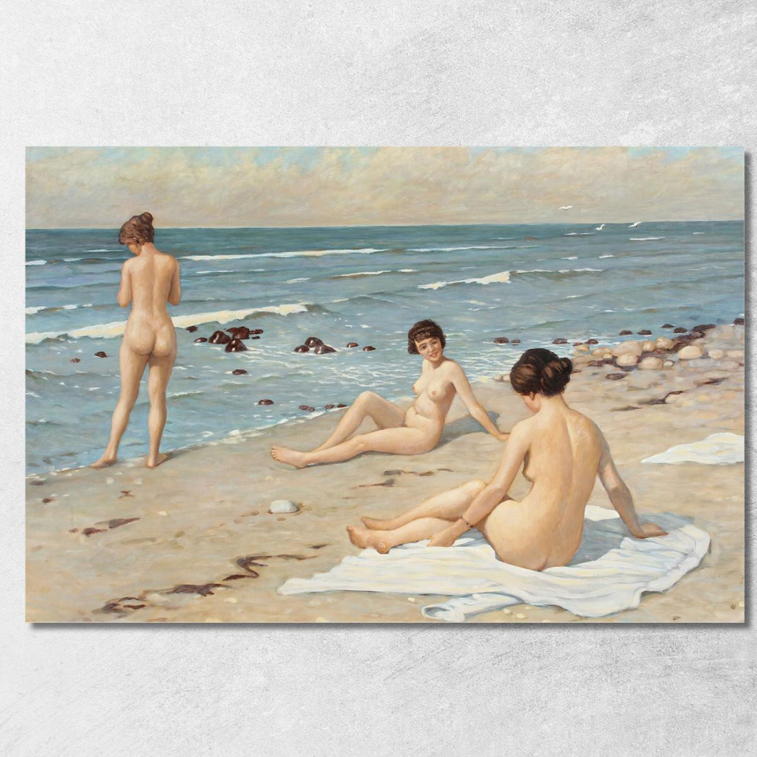 Festa In Spiaggia Con Copia Di Donne Che Fanno Il Bagno Paul Fischer pfs28 quadro stampato su tela