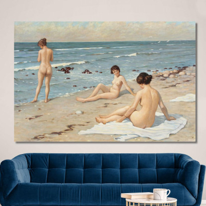 Festa In Spiaggia Con Copia Di Donne Che Fanno Il Bagno Paul Fischer pfs28 quadro stampato su tela