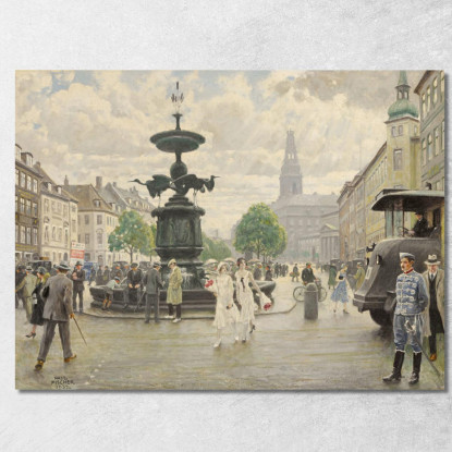 La Vivace Piazza Amager Di Copenaghen Paul Fischer pfs29 quadro stampato su tela