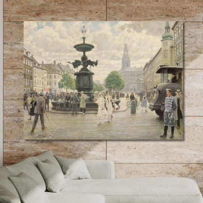 La Vivace Piazza Amager Di Copenaghen Paul Fischer pfs29 quadro stampato su tela