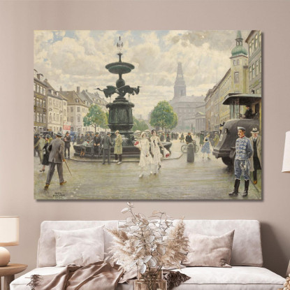 La Vivace Piazza Amager Di Copenaghen Paul Fischer pfs29 quadro stampato su tela