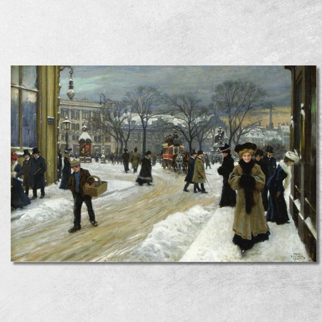 Giornata Invernale A Kongens Nytorv Paul Fischer pfs39 quadro stampato su tela