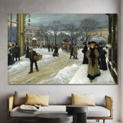 Giornata Invernale A Kongens Nytorv Paul Fischer pfs39 quadro stampato su tela
