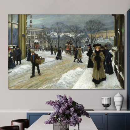 Giornata Invernale A Kongens Nytorv Paul Fischer pfs39 quadro stampato su tela