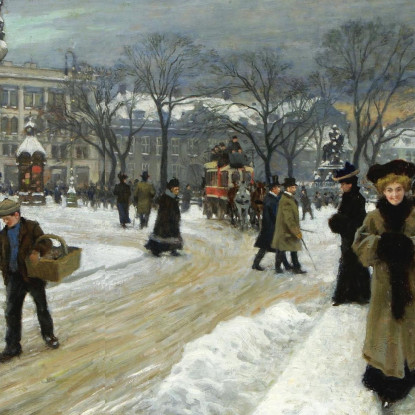 Giornata Invernale A Kongens Nytorv Paul Fischer pfs39 quadro stampato su tela