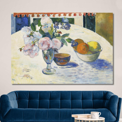 Fiori E Una Ciotola Di Frutta Su Un Tavolo Paul Gauguin pgg28 quadro stampato su tela