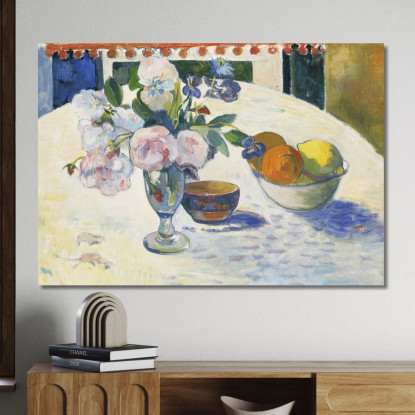 Fiori E Una Ciotola Di Frutta Su Un Tavolo Paul Gauguin pgg28 quadro stampato su tela