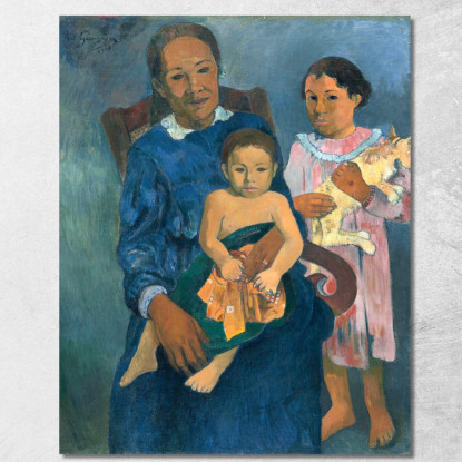 Donna Polinesiana Con Bambini Paul Gauguin pgg81 quadro stampato su tela