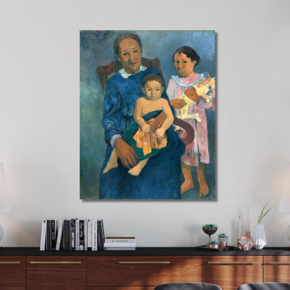 Donna Polinesiana Con Bambini Paul Gauguin pgg81 quadro stampato su tela