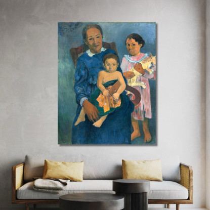 Donna Polinesiana Con Bambini Paul Gauguin pgg81 quadro stampato su tela
