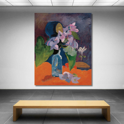 Natura Morta Con Fiori E Idolo Paul Gauguin pgg101 quadro stampato su tela