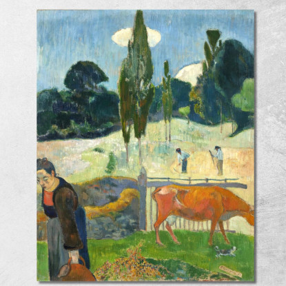 La Mucca Rossa Paul Gauguin pgg137 quadro stampato su tela