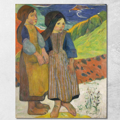 Due Ragazze Bretoni In Riva Al Mare Paul Gauguin pgg148 quadro stampato su tela