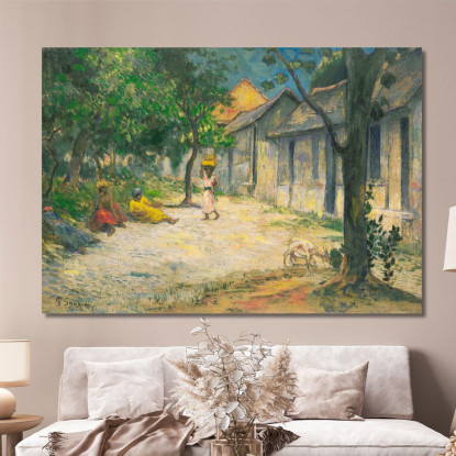 Villaggio In Martinica Donne E Capre Nel Villaggio Paul Gauguin pgg155 quadro stampato su tela