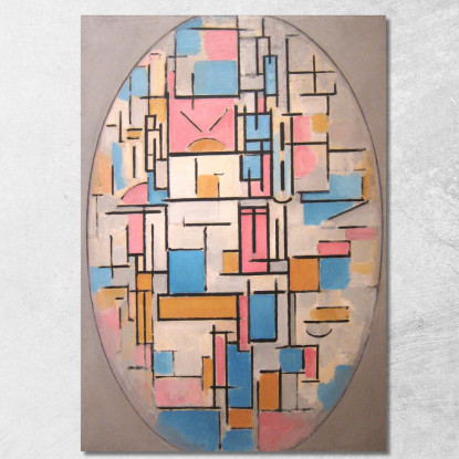 Composizione In Ovale Con Piani Colorati 1 Piet Mondrian pmn8 quadro stampato su tela