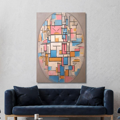 Composizione In Ovale Con Piani Colorati 1 Piet Mondrian pmn8 quadro stampato su tela