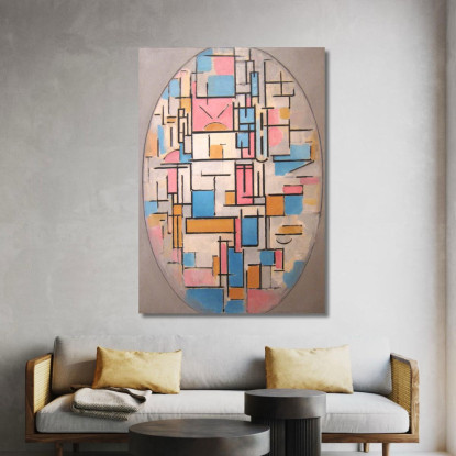 Composizione In Ovale Con Piani Colorati 1 Piet Mondrian pmn8 quadro stampato su tela
