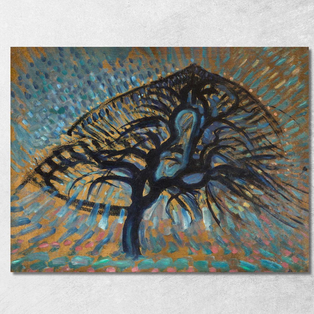 Versione Puntinista Del Melo Piet Mondrian pmn17 quadro stampato su tela