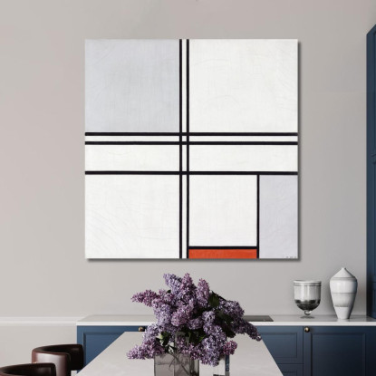 Composizione N. 1 Grigio-Rosso Piet Mondrian pmn22 quadro stampato su tela
