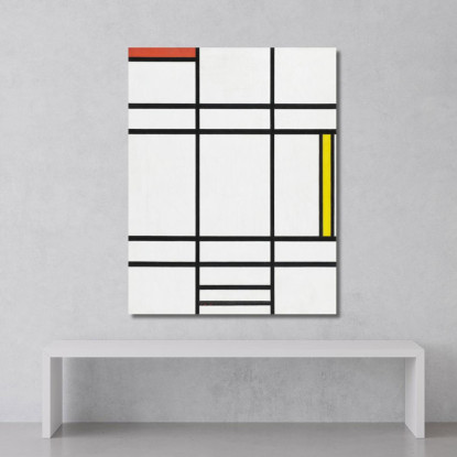 Composizione In Bianco Rosso E Giallo Piet Mondrian pmn25 quadro stampato su tela