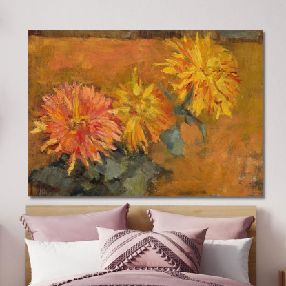 Tre Crisantemi Piet Mondrian pmn35 quadro stampato su tela