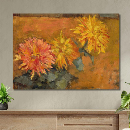 Tre Crisantemi Piet Mondrian pmn35 quadro stampato su tela