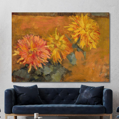 Tre Crisantemi Piet Mondrian pmn35 quadro stampato su tela