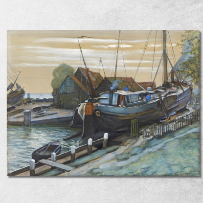 Bacino Di Carenaggio A Durgerdam Piet Mondrian pmn36 quadro stampato su tela