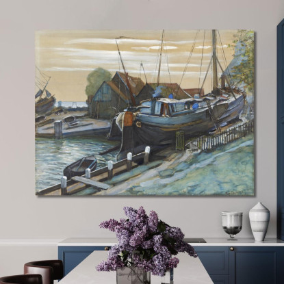 Bacino Di Carenaggio A Durgerdam Piet Mondrian pmn36 quadro stampato su tela