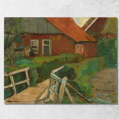 Fabbricato Agricolo Con Ponte Piet Mondrian pmn37 quadro stampato su tela