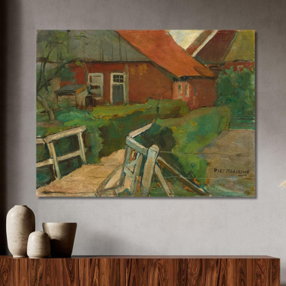 Fabbricato Agricolo Con Ponte Piet Mondrian pmn37 quadro stampato su tela