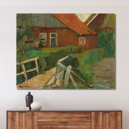 Fabbricato Agricolo Con Ponte Piet Mondrian pmn37 quadro stampato su tela
