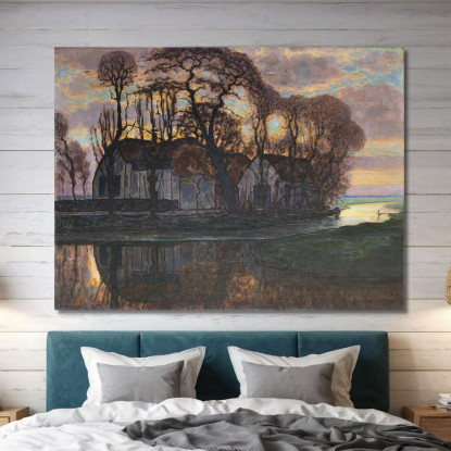 Fattoria Vicino A Duivendrecht La Sera Piet Mondrian pmn40 quadro stampato su tela