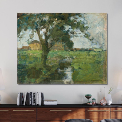Contesto Agricolo Con Albero In Primo Piano E Canale Di Irrigazione Piet Mondrian pmn41 quadro stampato su tela