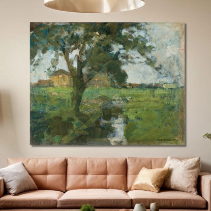 Contesto Agricolo Con Albero In Primo Piano E Canale Di Irrigazione Piet Mondrian pmn41 quadro stampato su tela