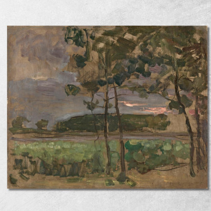 Campo Con Alberi Giovani In Primo Piano Piet Mondrian pmn43 quadro stampato su tela