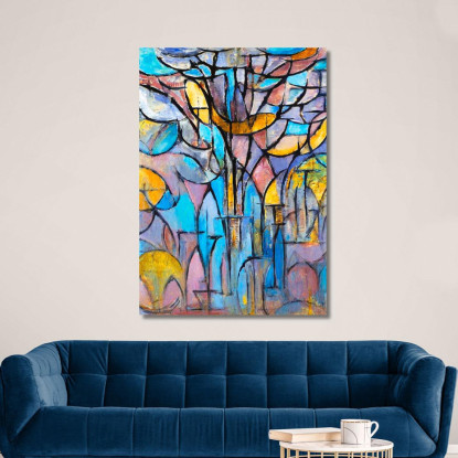 Alberi Piet Mondrian pmn52 quadro stampato su tela