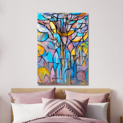 Alberi Piet Mondrian pmn52 quadro stampato su tela