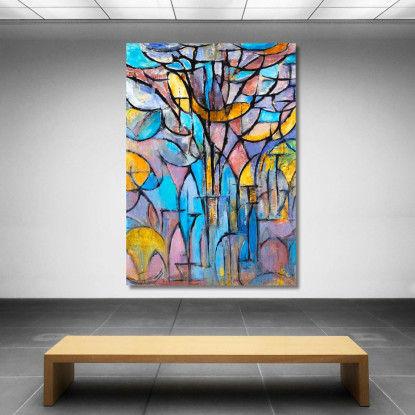 Alberi Piet Mondrian pmn52 quadro stampato su tela