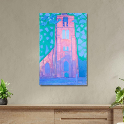 Campanile Della Chiesa A Domburg Piet Mondrian pmn58 quadro stampato su tela