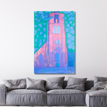 Campanile Della Chiesa A Domburg Piet Mondrian pmn58 quadro stampato su tela