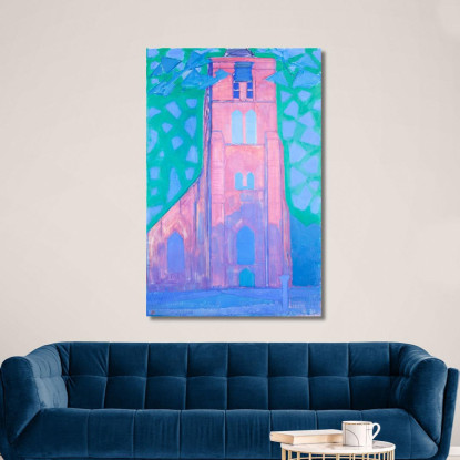 Campanile Della Chiesa A Domburg Piet Mondrian pmn58 quadro stampato su tela