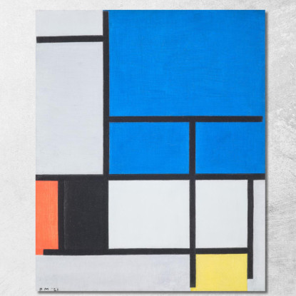 Composizione Con Grande Piano Blu Rosso Nero Giallo E Grigio Piet Mondrian pmn60 quadro stampato su tela