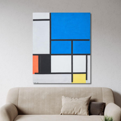 Composizione Con Grande Piano Blu Rosso Nero Giallo E Grigio Piet Mondrian pmn60 quadro stampato su tela