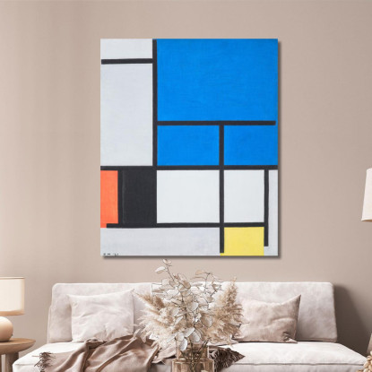 Composizione Con Grande Piano Blu Rosso Nero Giallo E Grigio Piet Mondrian pmn60 quadro stampato su tela