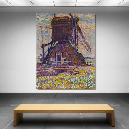 Il Mulino Winkel Piet Mondrian pmn69 quadro stampato su tela