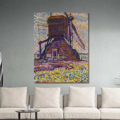 Il Mulino Winkel Piet Mondrian pmn69 quadro stampato su tela